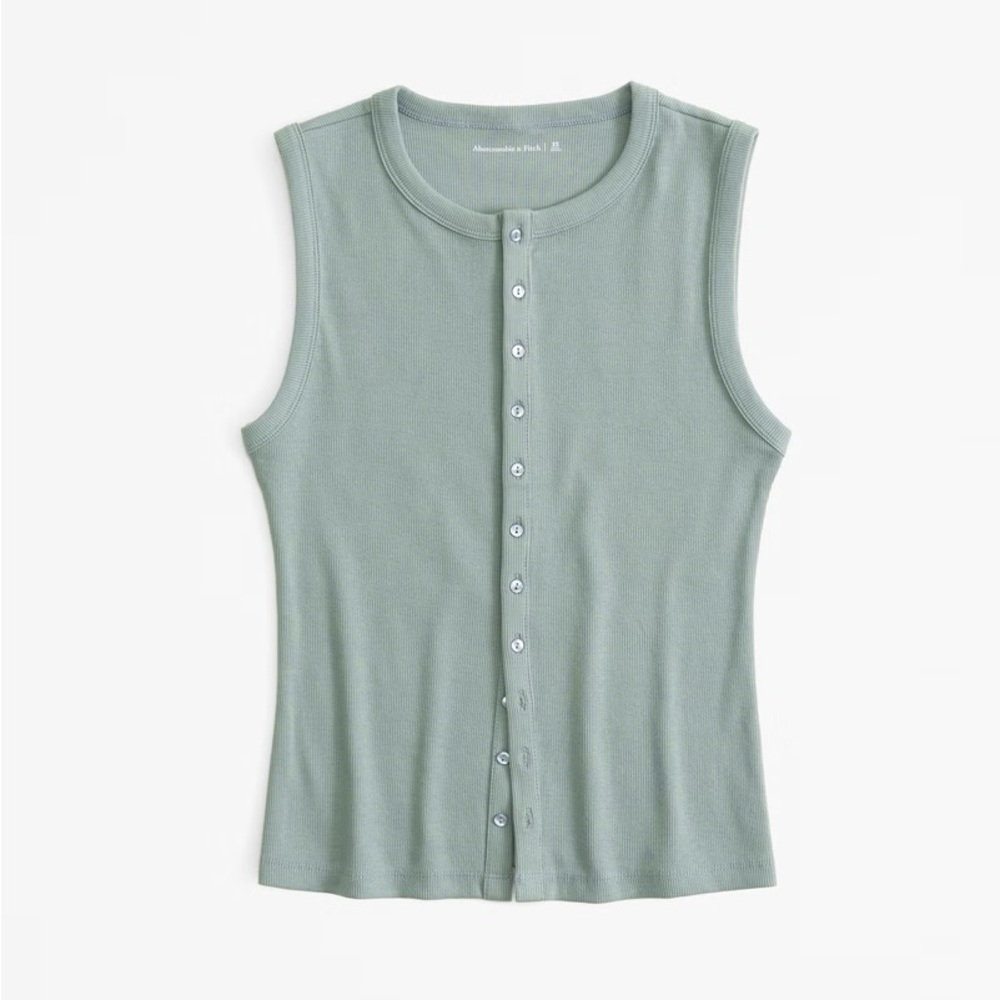 Rib Crew Button-Up Top A&F